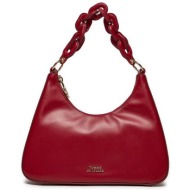 τσάντα tommy hilfiger soft leather shoulder bag aw0aw16293 κόκκινο φυσικό δέρμα/grain leather
