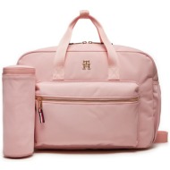 τσάντα για καρότσι tommy hilfiger changing bag au0au01841 ροζ ύφασμα - ύφασμα