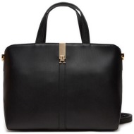 τσάντα tommy hilfiger heritage satchel aw0aw16318 μαύρο απομίμηση δέρματος/-απομίμηση δέρματος