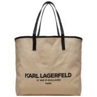 τσάντα karl lagerfeld 245w3856 μπεζ ύφασμα - ύφασμα
