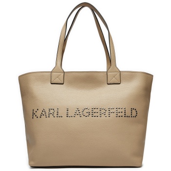 τσάντα karl lagerfeld 245w3087 μπεζ φυσικό δέρμα/grain