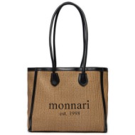 τσάντα monnari bag0380-020 μπεζ ύφασμα - ύφασμα