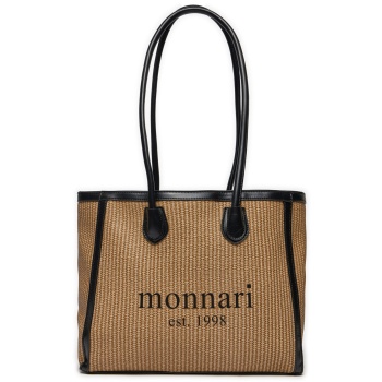 τσάντα monnari bag0380-020 μπεζ ύφασμα - ύφασμα σε προσφορά
