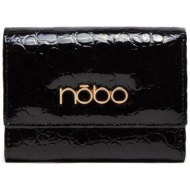 μικρό πορτοφόλι γυναικείο nobo npur-lr0101-c020 μαύρο φυσικό δέρμα/λουστρίνι