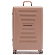 μεγάλη βαλίτσα puccini pc031a ροζ υλικό - πολυανθρακικό