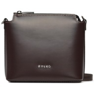 τσάντα ryłko r30124tb καφέ φυσικό δέρμα - grain leather