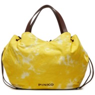 τσάντα pinko pagoda extra shopper pe 24 pltt 102911 a1mb κίτρινο ύφασμα - ύφασμα