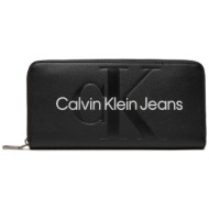 μεγάλο πορτοφόλι γυναικείο calvin klein jeans k60k607634 μαύρο απομίμηση δέρματος/-απομίμηση δέρματο