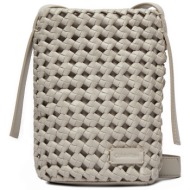 τσάντα calvin klein ck braided mini bag k60k612172 γκρι ύφασμα - ύφασμα