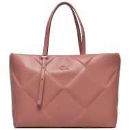 τσάντα calvin klein re-lock quilt tote lg k60k611339 ροζ απομίμηση δέρματος/-απομίμηση δέρματος