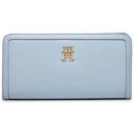 μεγάλο πορτοφόλι γυναικείο tommy hilfiger th monotype large slim wallet aw0aw16210 γαλάζιο απομίμηση