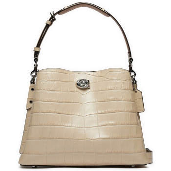τσάντα coach willow cu057 μπεζ φυσικό δέρμα/grain leather