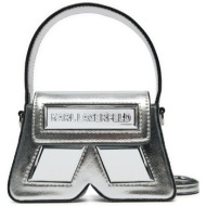 τσάντα karl lagerfeld 245w3238 ασημί φυσικό δέρμα/grain leather