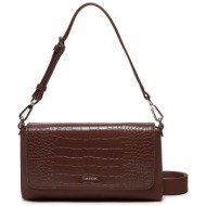 τσάντα calvin klein ck must shoulder bag_croco k60k612111 καφέ απομίμηση δέρματος/-απομίμηση δέρματο