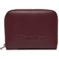 γυναικείο πορτοφόλι calvin klein embossed logo k60k612437 μωβ ύφασμα - πολυεστέρας