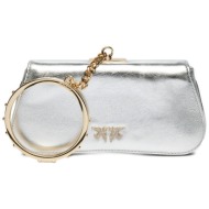 τσάντα pinko marpesia clutch ασημί απομίμηση δέρματος/-απομίμηση δέρματος