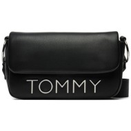 τσάντα tommy jeans tjw bold elongated flap cross. aw0aw16258 μαύρο απομίμηση δέρματος/-απομίμηση δέρ