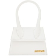 τσάντα jacquemus le chiquito moyen 213ba002-3000 λευκό φυσικό δέρμα - grain leather