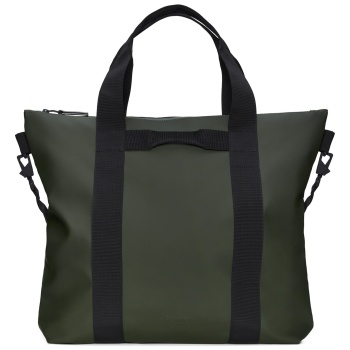 σάκος rains tote bag w3 14150 πράσινο υφασμα - ύφασμα με σε προσφορά