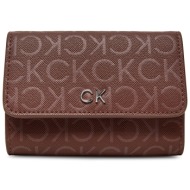 μικρό πορτοφόλι γυναικείο calvin klein ck daily sm trifold_mono k60k612684 μπορντό απομίμηση δέρματο