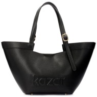 τσάντα kazar nan m 87280-01-00 μαύρο φυσικό δέρμα - grain leather