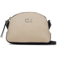 τσάντα calvin klein re-lock seasonal xbody sm_canvas k60k611793 εκρού ύφασμα - ύφασμα