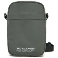 τσαντάκι jack&jones 12269919 γκρι ύφασμα - ύφασμα