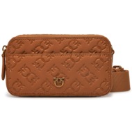 τσάντα pinko camera bag mini pe 25 pltt 104292 a1yb καφέ φυσικό δέρμα - grain leather