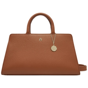 τσάντα aigner cybill m 133034 καφέ φυσικό δέρμα - grain