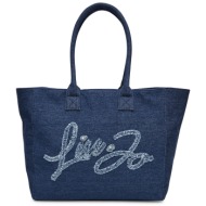 τσάντα liu jo l tote va5208 d0001 μπλε ύφασμα - ύφασμα