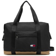 σάκος tommy jeans tjm ess daily duffle am0am13322 μαύρο ύφασμα - ύφασμα