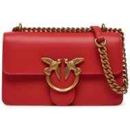 τσάντα pinko love one mini dc pe 25 pcpl 00074 a0f1 κόκκινο φυσικό δέρμα - grain leather