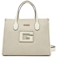 τσάντα guess hwwg91 98220 μπεζ ύφασμα - ύφασμα