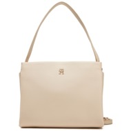 τσάντα tommy hilfiger th legacy med satchel aw0aw17173 εκρού απομίμηση δέρματος/-απομίμηση δέρματος