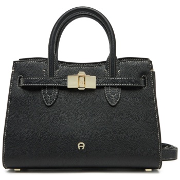 τσάντα aigner 133008 μαύρο φυσικό δέρμα - grain leather