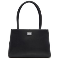 τσάντα tommy jeans tjw american cool med tote aw0aw17297 μαύρο απομίμηση δέρματος/-απομίμηση δέρματο