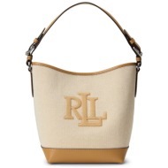 τσάντα lauren ralph lauren 431966757001 μπεζ ύφασμα - ύφασμα
