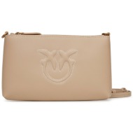 τσάντα pinko flat horizontal mini pe 25 pcpl 104277 a2an μπεζ φυσικό δέρμα - grain leather