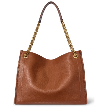 τσάντα lauren ralph lauren 431969352001 καφέ φυσικό δέρμα 