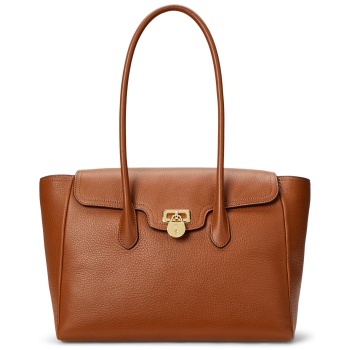 τσάντα lauren ralph lauren 431966862002 καφέ φυσικό δέρμα 