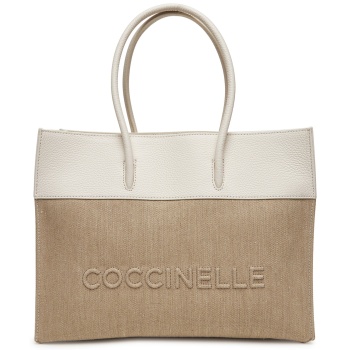 τσάντα coccinelle s91 18 02 01 949 μπεζ ύφασμα - ύφασμα