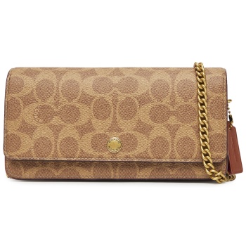 τσάντα coach evie cz482 b4xhg καφέ υφασμα - ύφασμα με