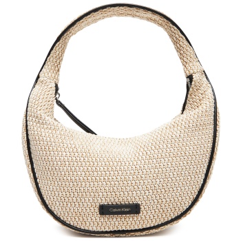 τσάντα calvin klein pinched raffia medium shoulder b