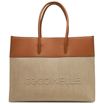 τσάντα coccinelle e1 s91 18 02 01 μπεζ ύφασμα - ύφασμα σε προσφορά