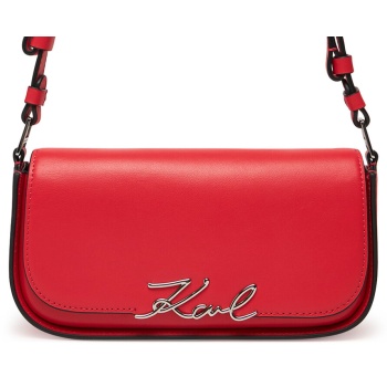τσάντα karl lagerfeld a1w30039 κόκκινο φυσικό δέρμα - grain σε προσφορά
