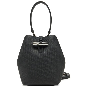 τσάντα longchamp 10279hfp μαύρο φυσικό δέρμα - grain leather