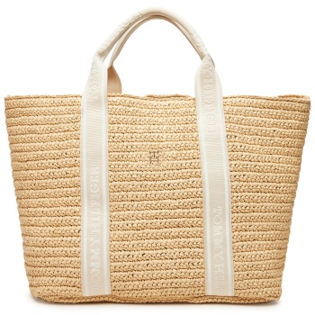 τσάντα tommy hilfiger th spring logo tote aw0aw17196 μπεζ σε προσφορά