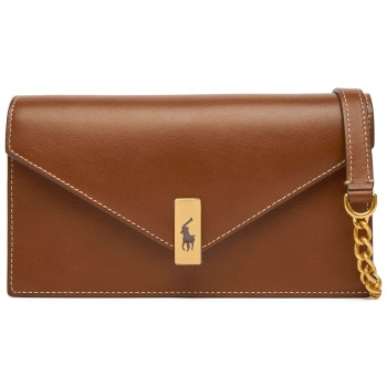 τσάντα polo ralph lauren 427961946003 καφέ φυσικό δέρμα 