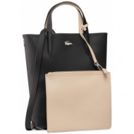 τσάντα lacoste - vertical shopping bag nf2991aa black. warm sand a91