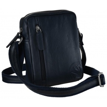 small navy blue leather men`s handbag